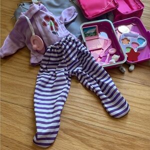 Purple Striped Doll Outfit with Accessories
